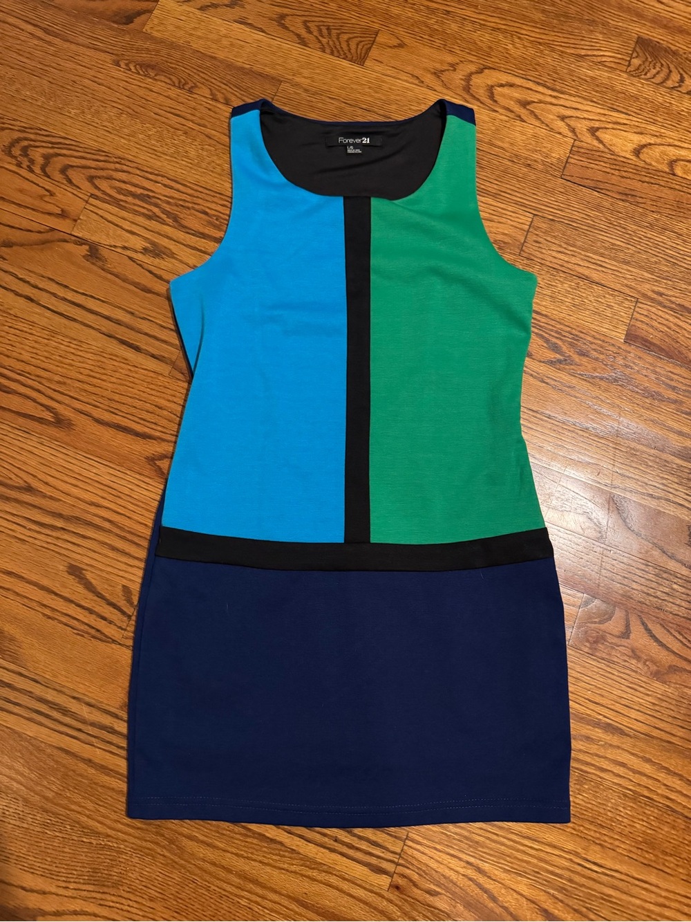 Forever 21 Blue & Green Colorblock Sleeveless Mini Dress